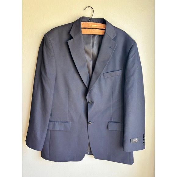 Haggar Mens Classic Fit Blazer Jacket Single Breasted Notch Lapel Navy Size 44L - Picture 1 of 4